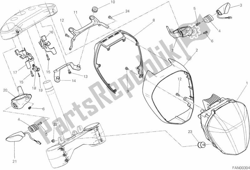 All parts for the Headlight of the Ducati Diavel Xdiavel S Brasil 1260 2017